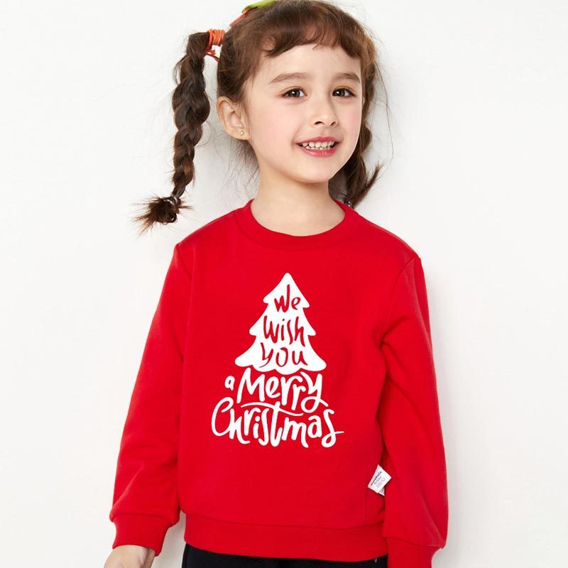 New Kids' Sweater Jacket Long-sleeved Round Collar Overpull Christmas Holiday Cartoon Christmas Tree Children's Clothing Autumn And Winter Clothing