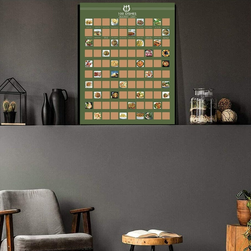 Home Decor 100 Dishes List Scratch Poster