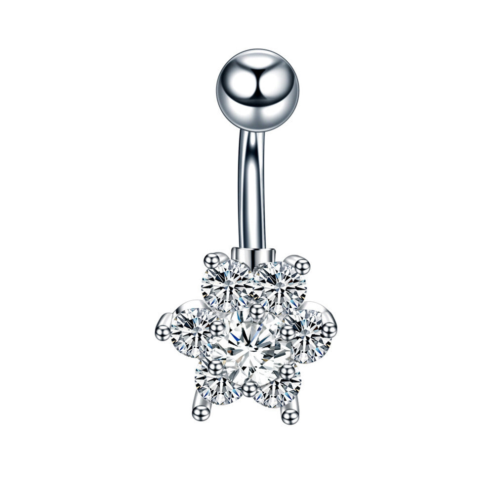 Stainless Steel Diamond Navel Ring Body Jewelry