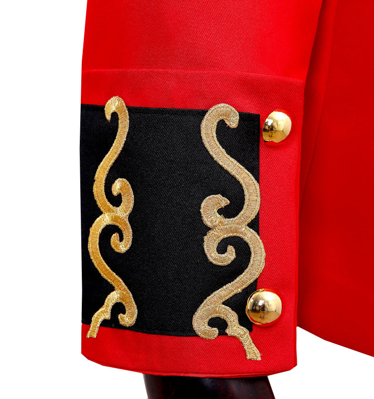 European-style Court Military Dress Men's Performance Wear Red Gold Inlaid