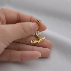 Zircon English Alphabet Belly Button Body Jewelry