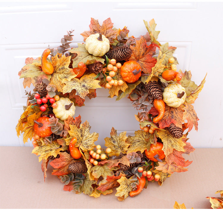 Halloween Thanksgiving Autumn Frost Leaf Pumpkin Simulation Garland Props Home Decor