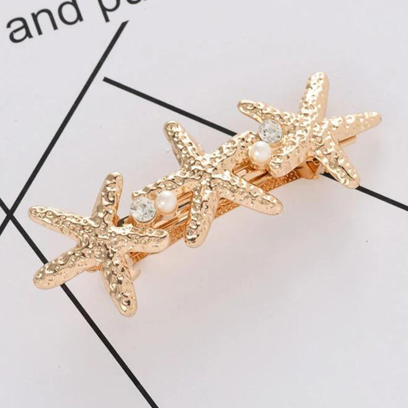 Fashion Retro Starfish Pearl Metal Hairpin Jewelry