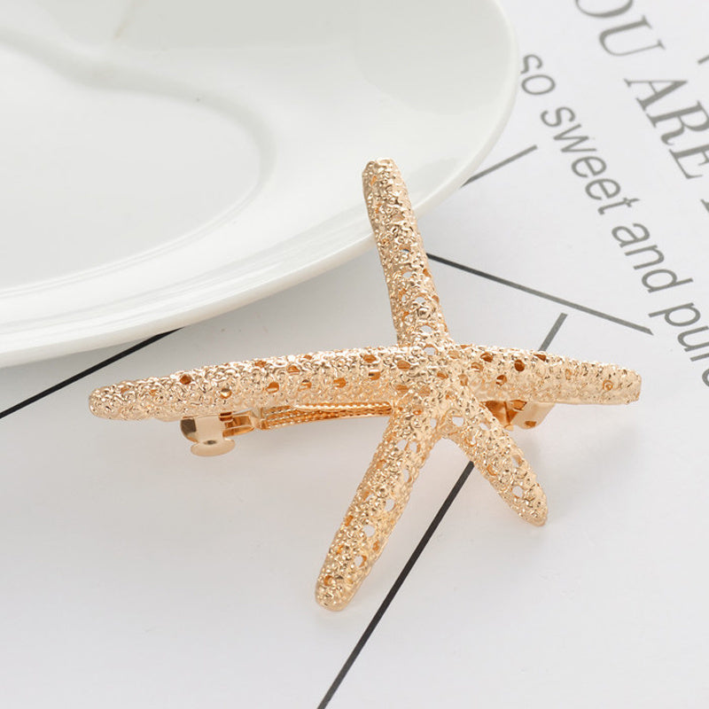 Fashion Retro Starfish Pearl Metal Hairpin Jewelry