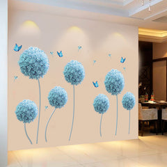 Creative Self-Adhesive 3D Blue Flower Wall Stickers Home Background Wall Decor Living Room Decoration Bedroom Decor Stickers