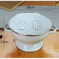 Enamel Drain Basket Vegetable Fruit Storage Basket Water Filter Strainer For Kitchen Dining Room