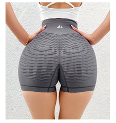 High-waisted Jacquard Peach Hip Yoga Three-quarter Pants Belly-up Hip High-elastic Shorts Tight Fitness Pants