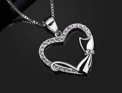 Cat Heart-Shaped Full Diamond Necklace Jewelry