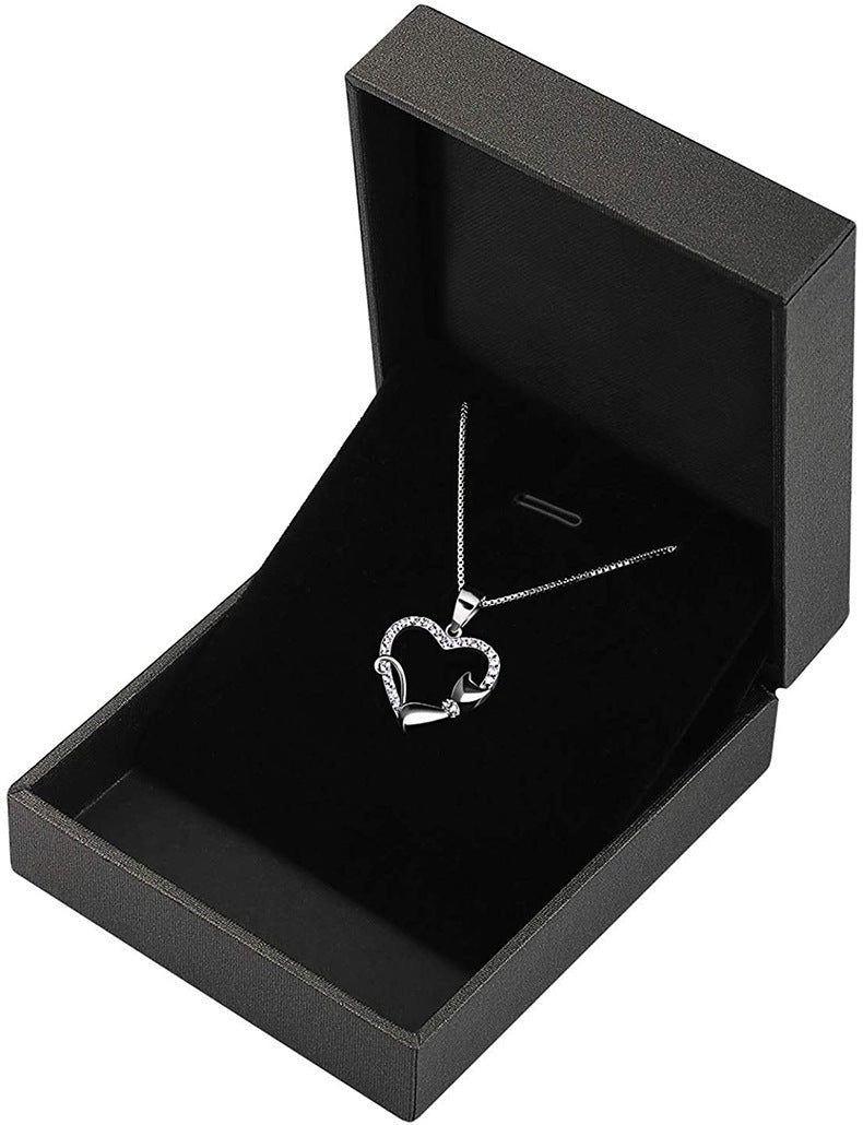 Cat Heart-Shaped Full Diamond Necklace Jewelry