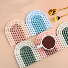 Rainbow Personalized Silicone Pot Holder Coaster Kitchen Heat-resistant Plate Mat Household Dining Table Potholder