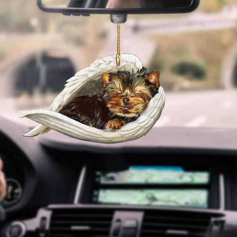 Car Pendant Sleeping Dog Angel Home Decor Acrylic Showcase Hanging Ornaments For Doors