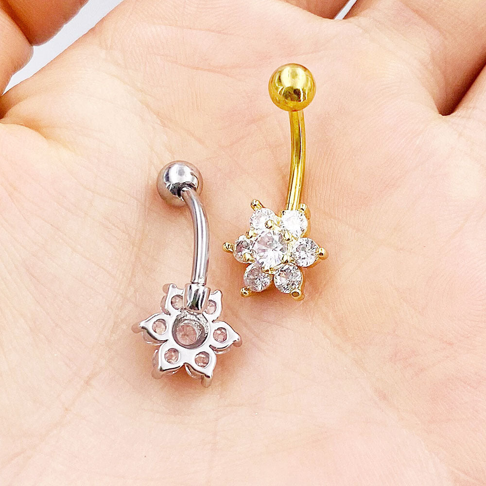 Stainless Steel Diamond Navel Ring Body Jewelry