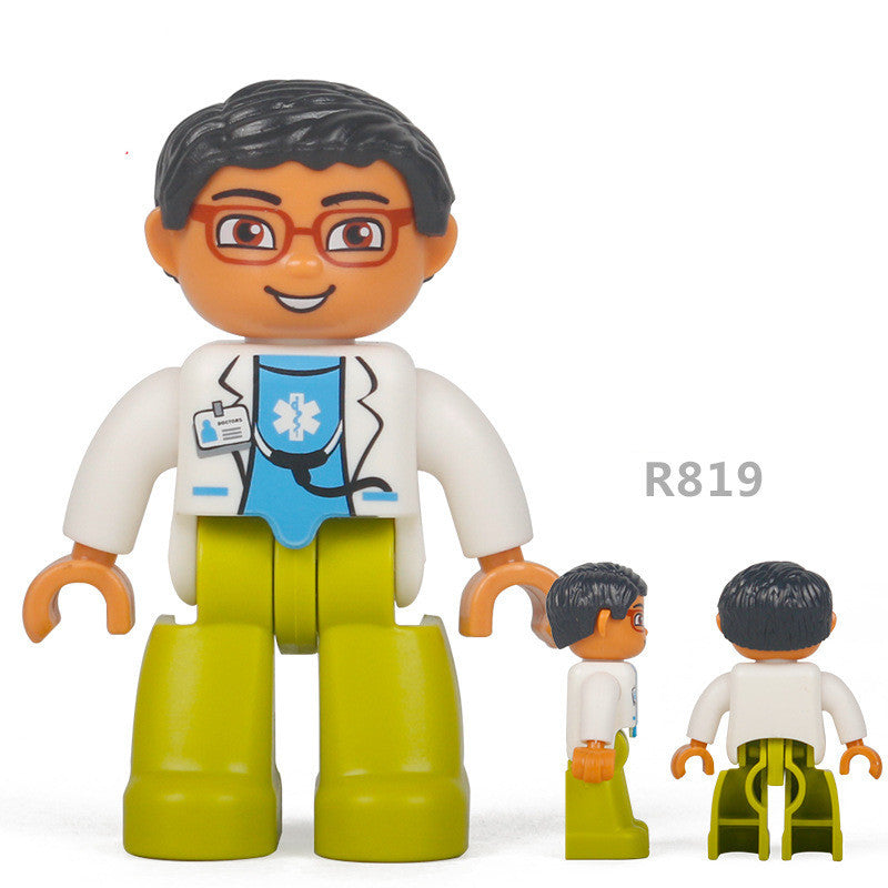 Large-particle building block dolls