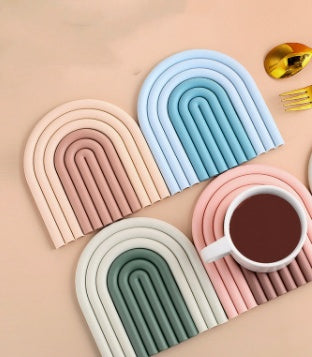 Rainbow Personalized Silicone Pot Holder Coaster Kitchen Heat-resistant Plate Mat Household Dining Table Potholder