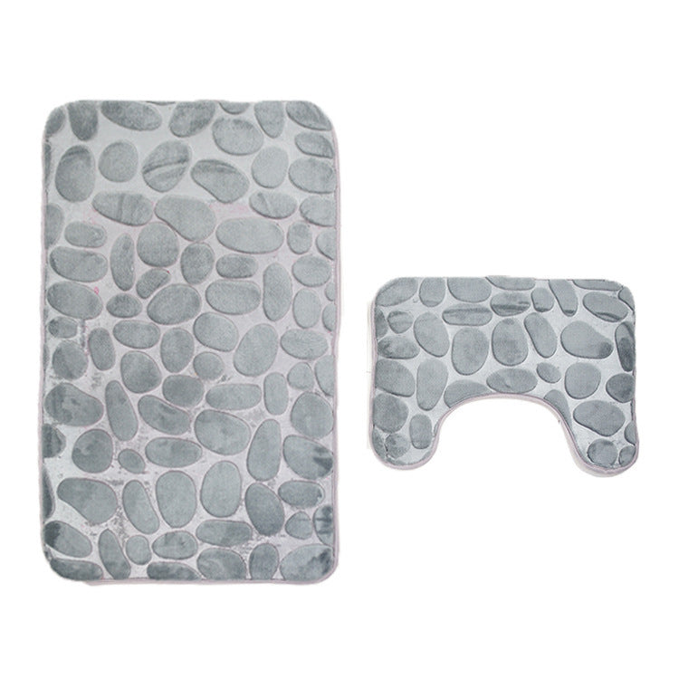 Bathroom Anti-slip Mat European And American Pebble Stone Carpet Toilet Floor Mat Set Bathroom