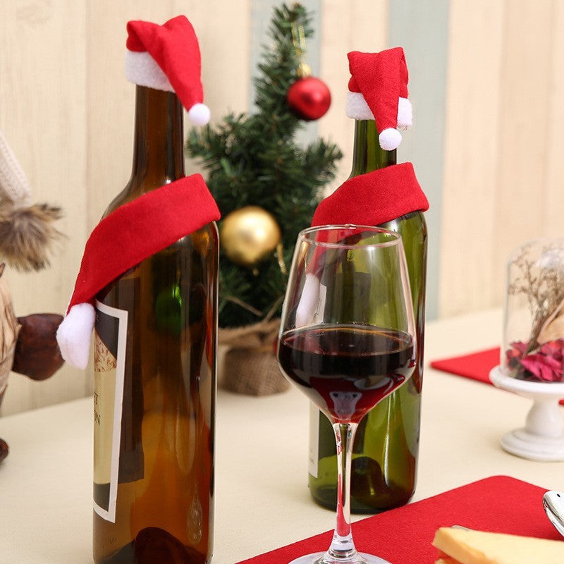 Christmas Creative Household Supplies Scarf Hat Wine Bottle Decoration