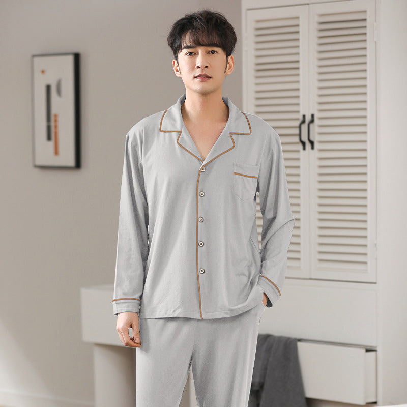 Modal Pajamas Men's Spring And Autumn Long Sleeve Cardigan Suit