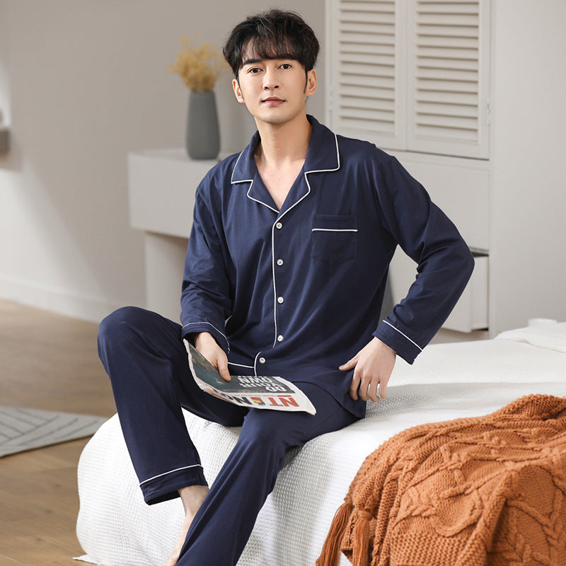 Modal Pajamas Men's Spring And Autumn Long Sleeve Cardigan Suit