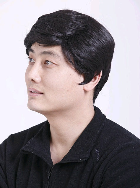 Men's wigs real hair short hair dad new hair set male wig full top middle-aged real hair middle-aged wig