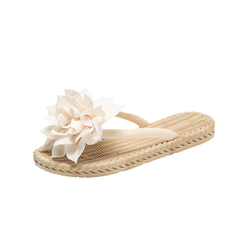 Gentle Woman Flowers All-matching Flat Shoes Non-slip Beach Sandals