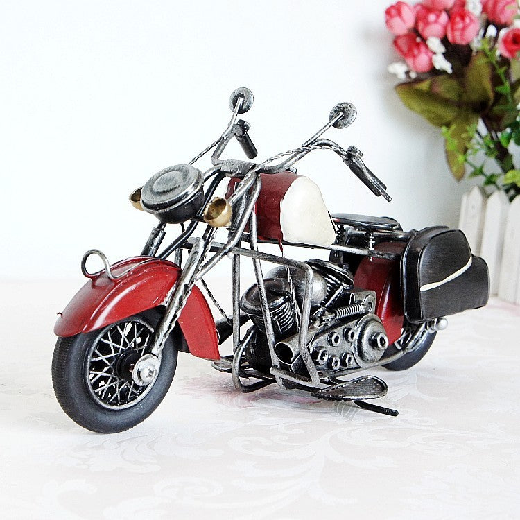 Metal Iron Motorcycle Model Retro Distressed Model