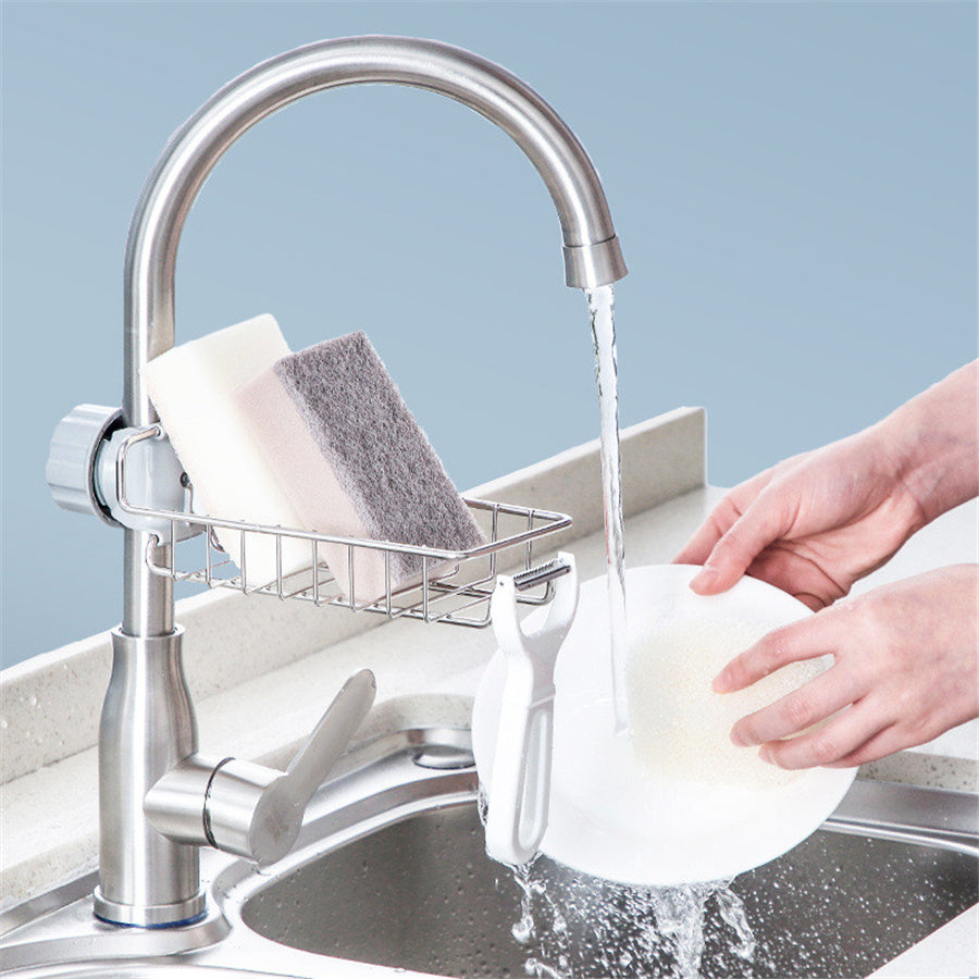 Adjustable Sink Drain Rack Sponge Storage Faucet Holder Soap Drainer Shelf Basket Organizer Kitchen Bathroom Accessories