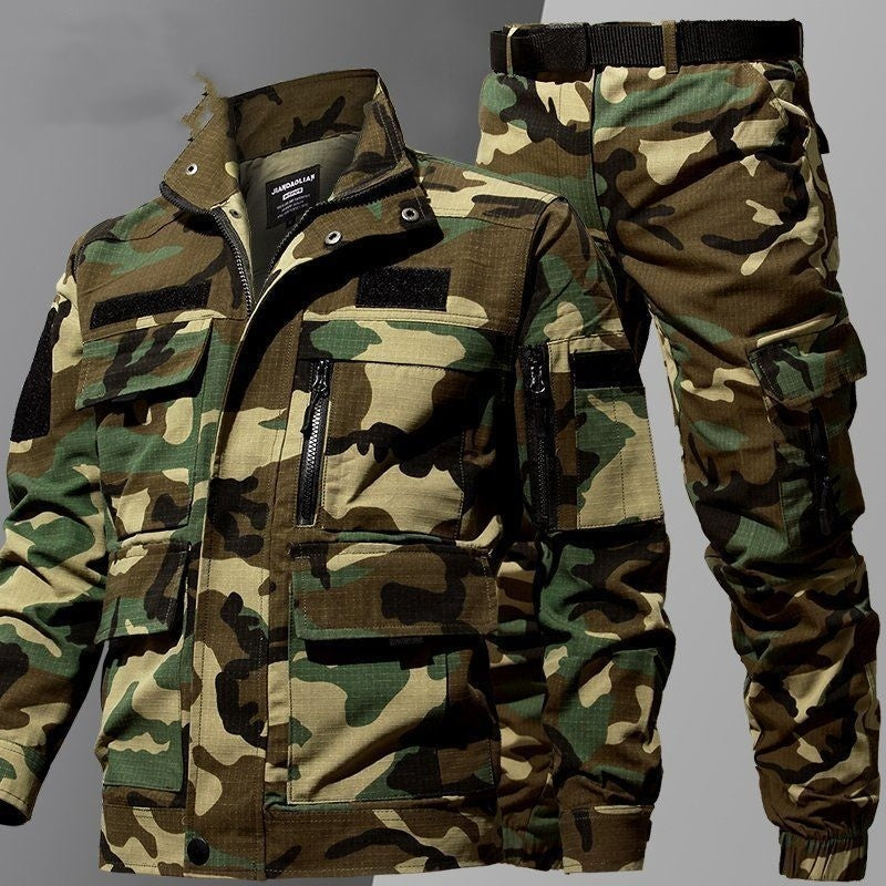 Camouflage Clothing Men's Autumn And Winter Suit Tear-resistant Fitness Shirt Labor Overalls