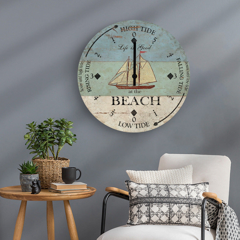 Wooden Tidal Clock Living Room Bedroom Dining  Simple