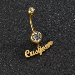 Zircon English Alphabet Belly Button Body Jewelry