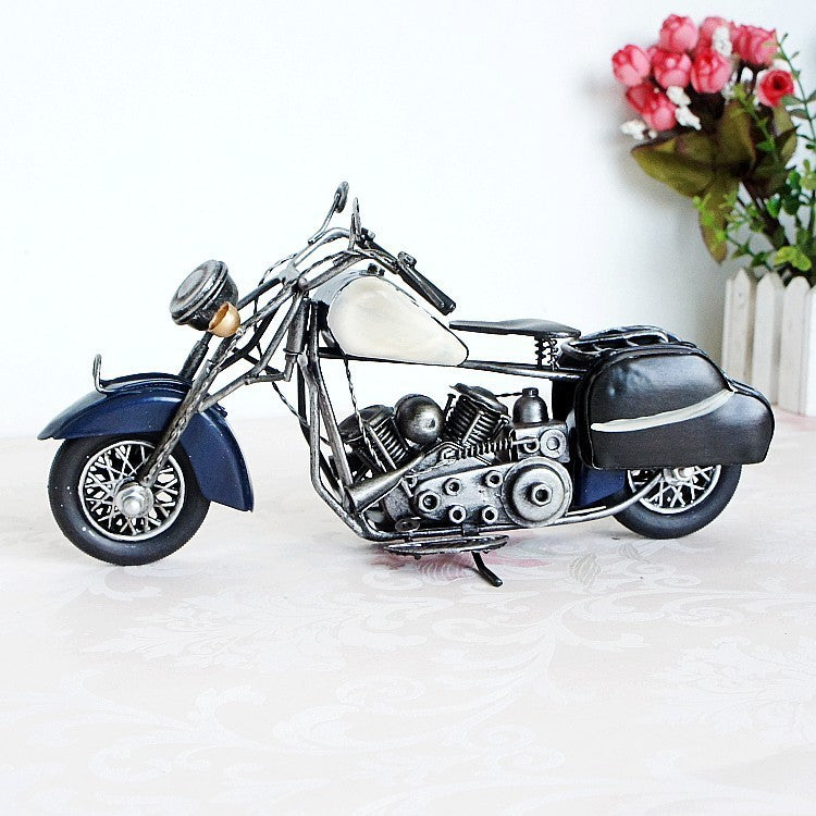 Metal Iron Motorcycle Model Retro Distressed Model