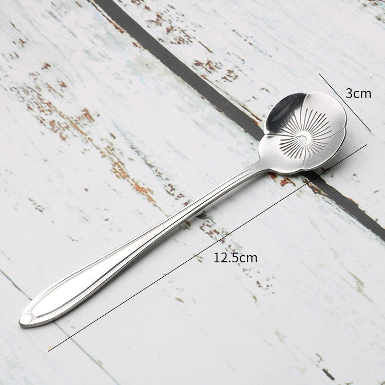 Teaspoons Rose Shaped Flower Stainless Steel Kitchen Tableware Handle Cutlery Mini Dessert Tea Dining Spoon For Snacks