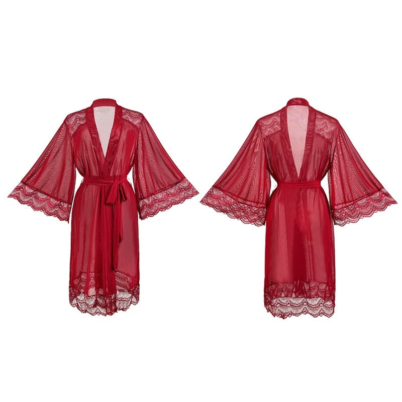 Lace Stitching Outerwear Gown Homewear