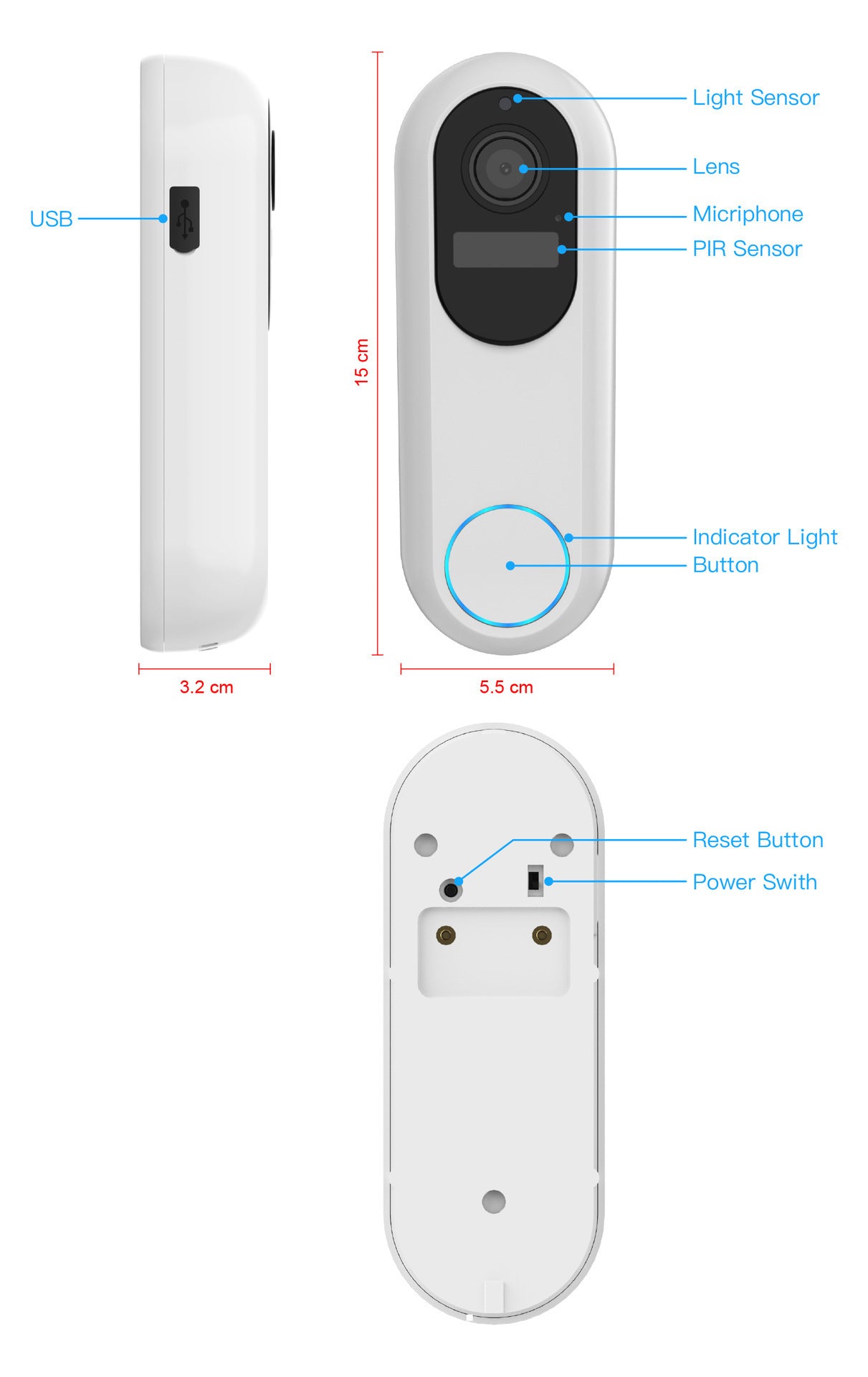 Smart Visual Doorbell Monitoring Intercom Low Power Camera