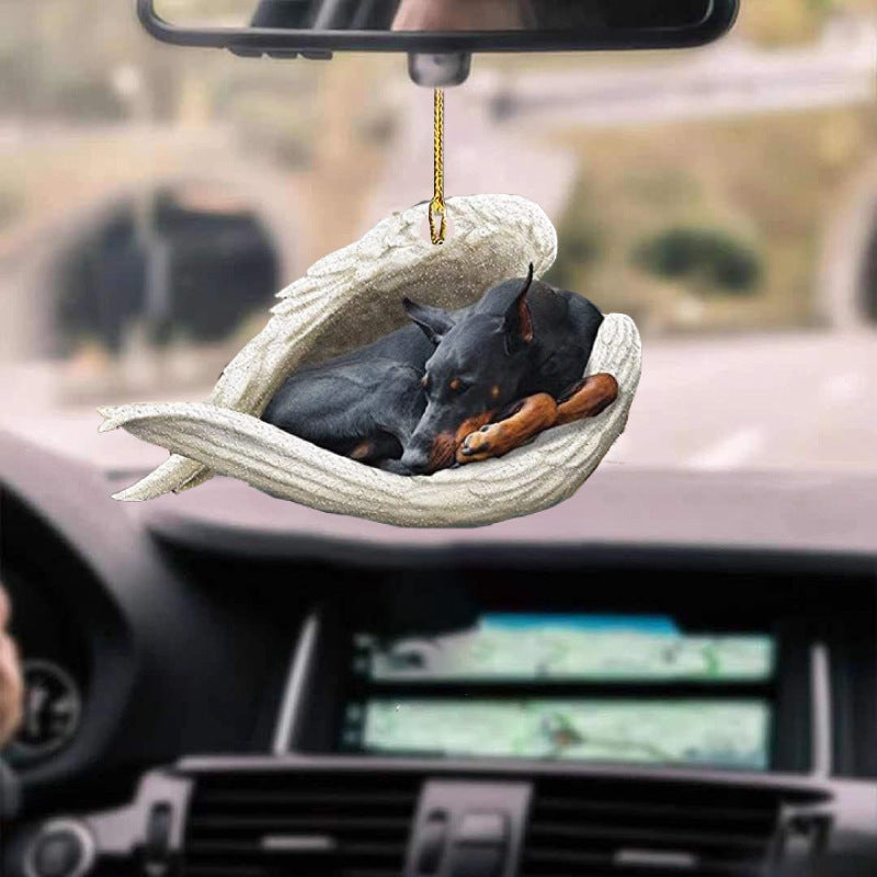 Car Pendant Sleeping Dog Angel Home Decor Acrylic Showcase Hanging Ornaments For Doors