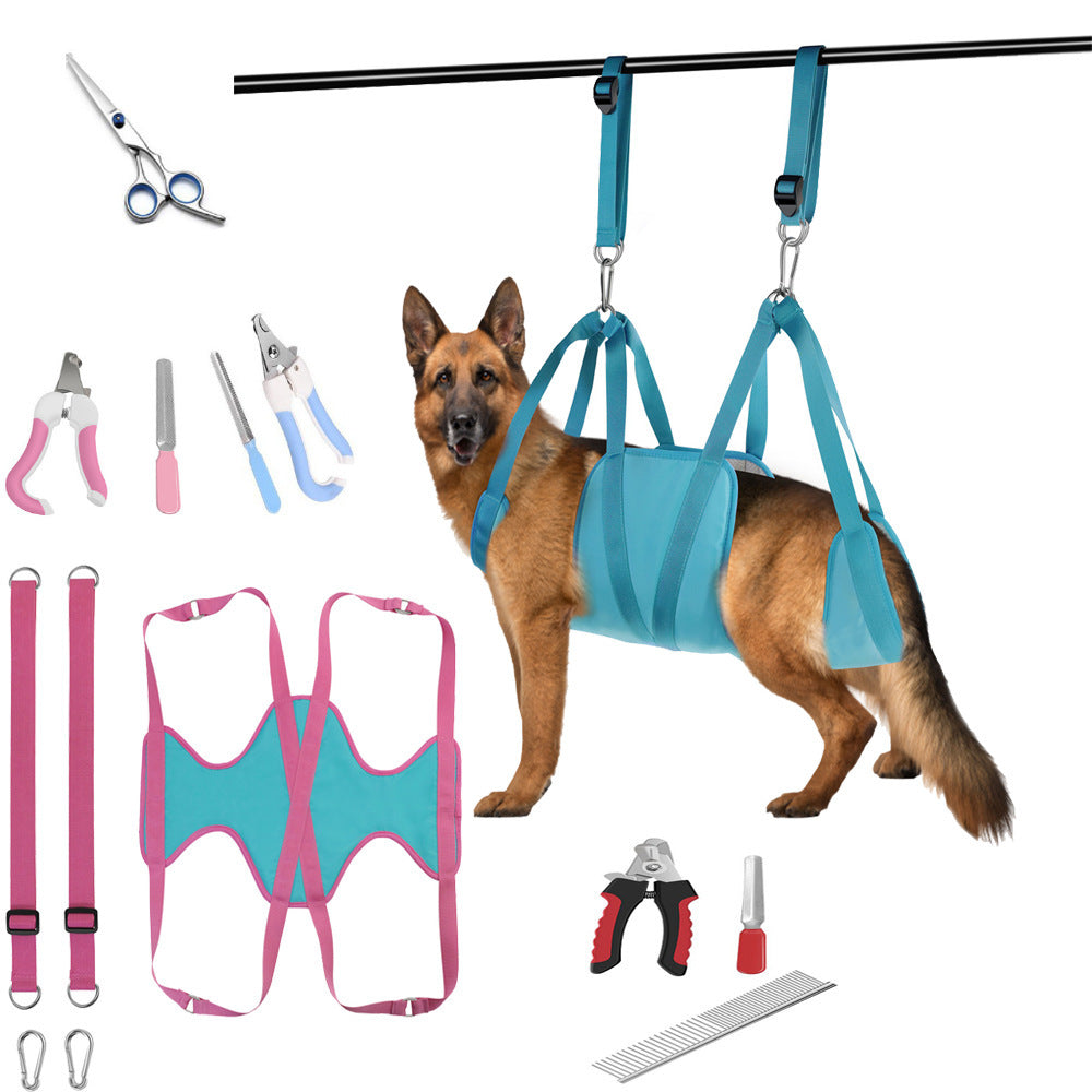 Pet Grooming Hammock For Cats & Dogs Hanging Harness Pet Supplies Kit With Nail Clippers Trimmer