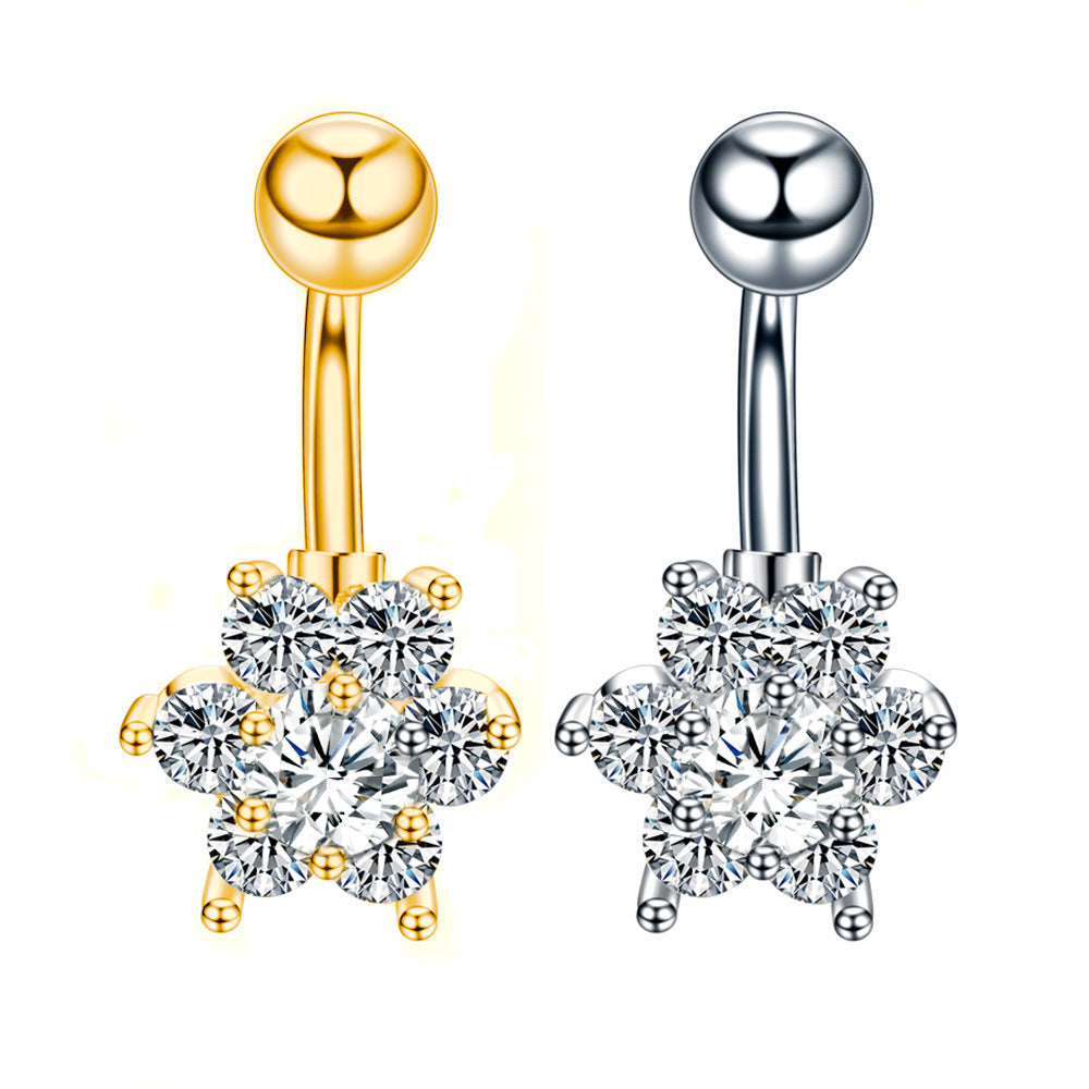 Stainless Steel Diamond Navel Ring Body Jewelry