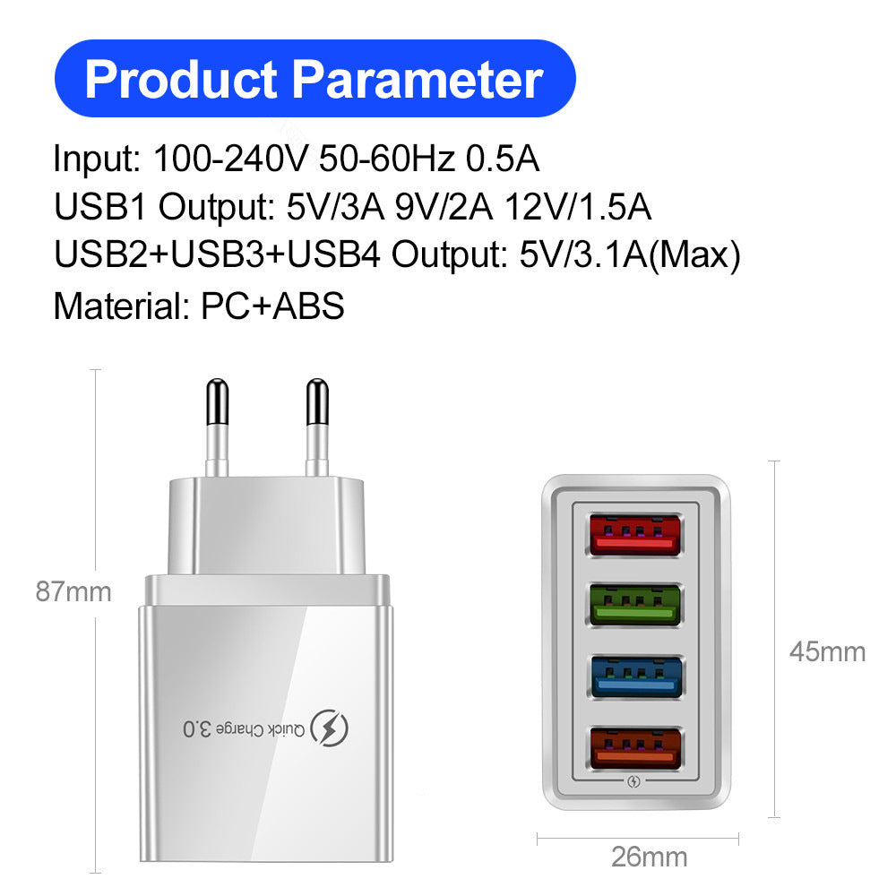 Luminous Color Mobile Phone Charging Head Intelligent 3A