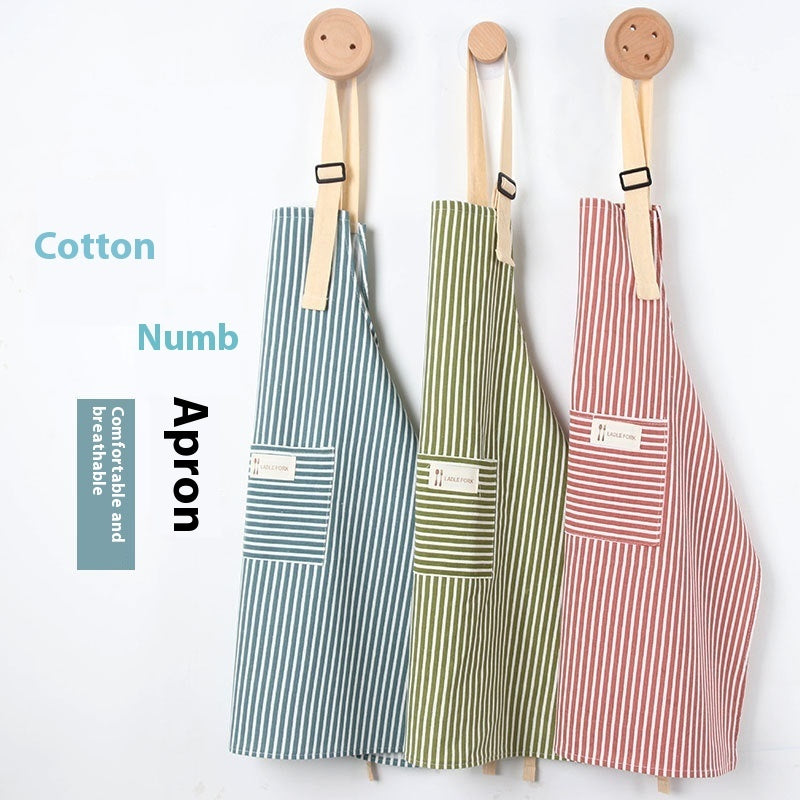 Cotton And Linen New Apron Women's Kitchen Home Summer Thin