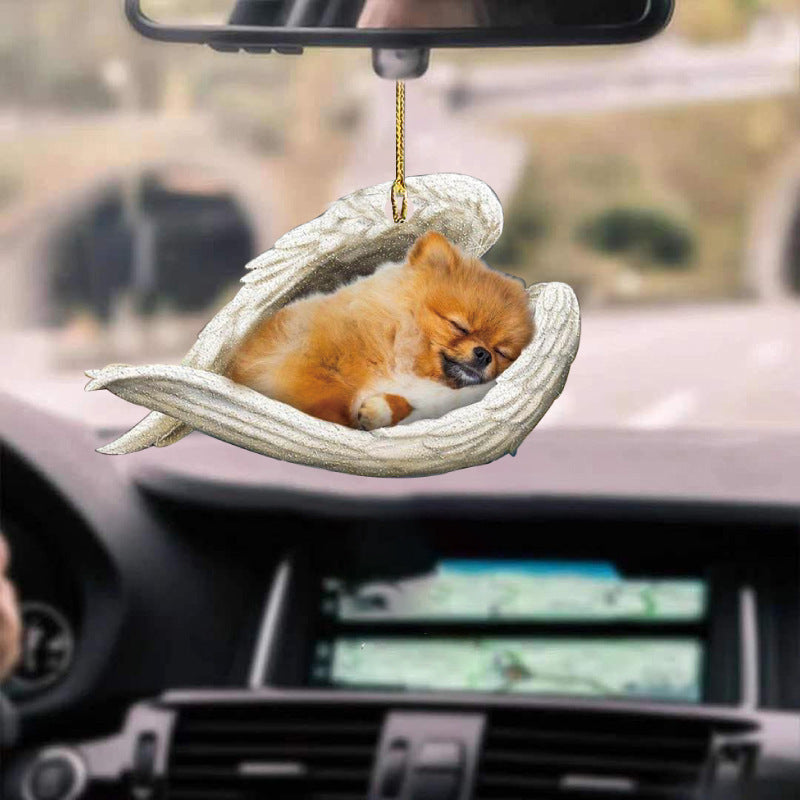 Car Pendant Sleeping Dog Angel Home Decor Acrylic Showcase Hanging Ornaments For Doors