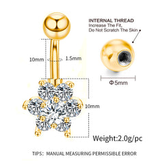 Stainless Steel Diamond Navel Ring Body Jewelry