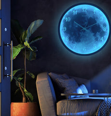 12-inch Wall Clock For Home Decoration Blue Moon Sound Control Luminous Simple Modern Mute Home Gothic Room Decor