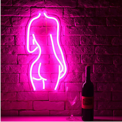 Acrylic Lady LED Neon Sign Lights Wall Hanging Bar Decor Artwork Night Light Neon Bulbs Lamp Bedroom Decoration Lighting