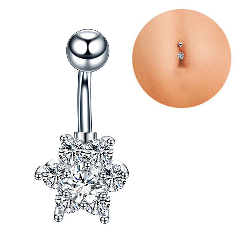 Stainless Steel Diamond Navel Ring Body Jewelry